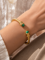 Load image into Gallery viewer, Twisted Gem Stone Ends Bangle Bracelet
