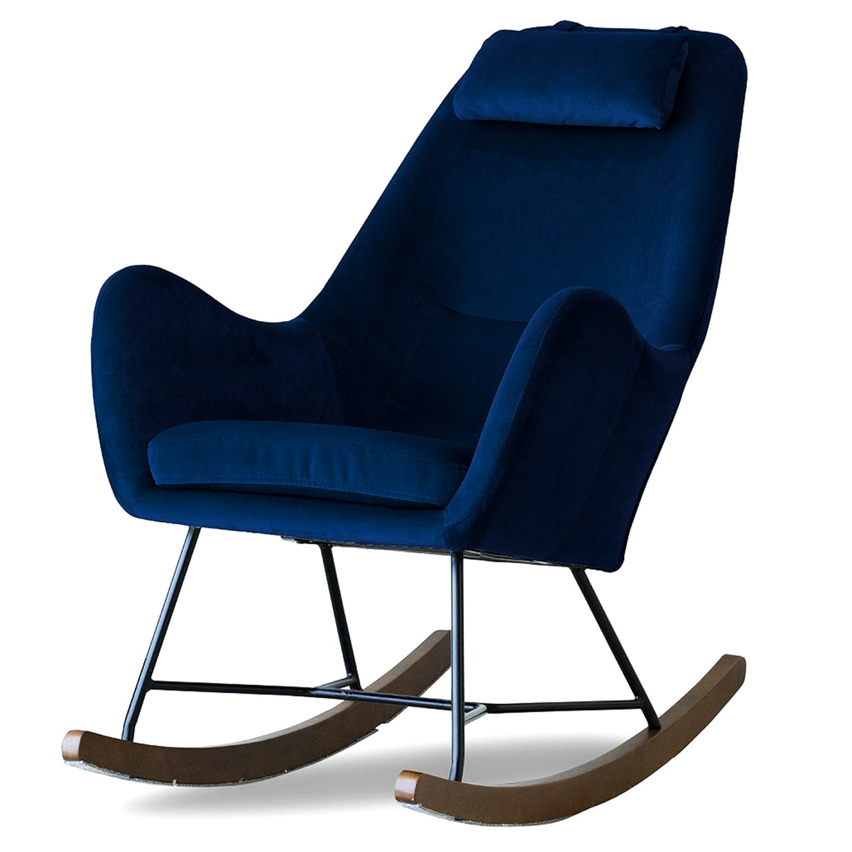 Luxury Blue Velvet Rocking Chair for Elegant Living Spaces