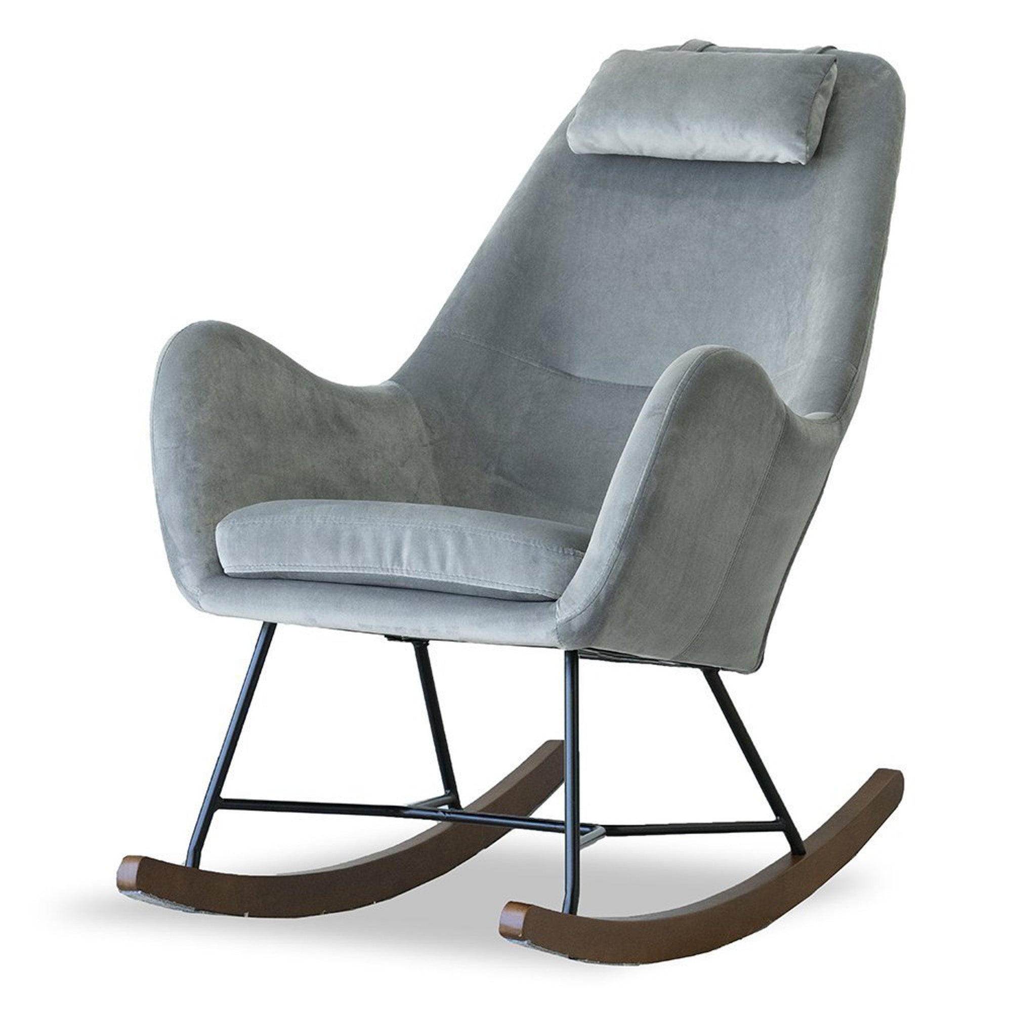 Luxury Grey Velvet Rocking Chair for Cozy Living Spaces