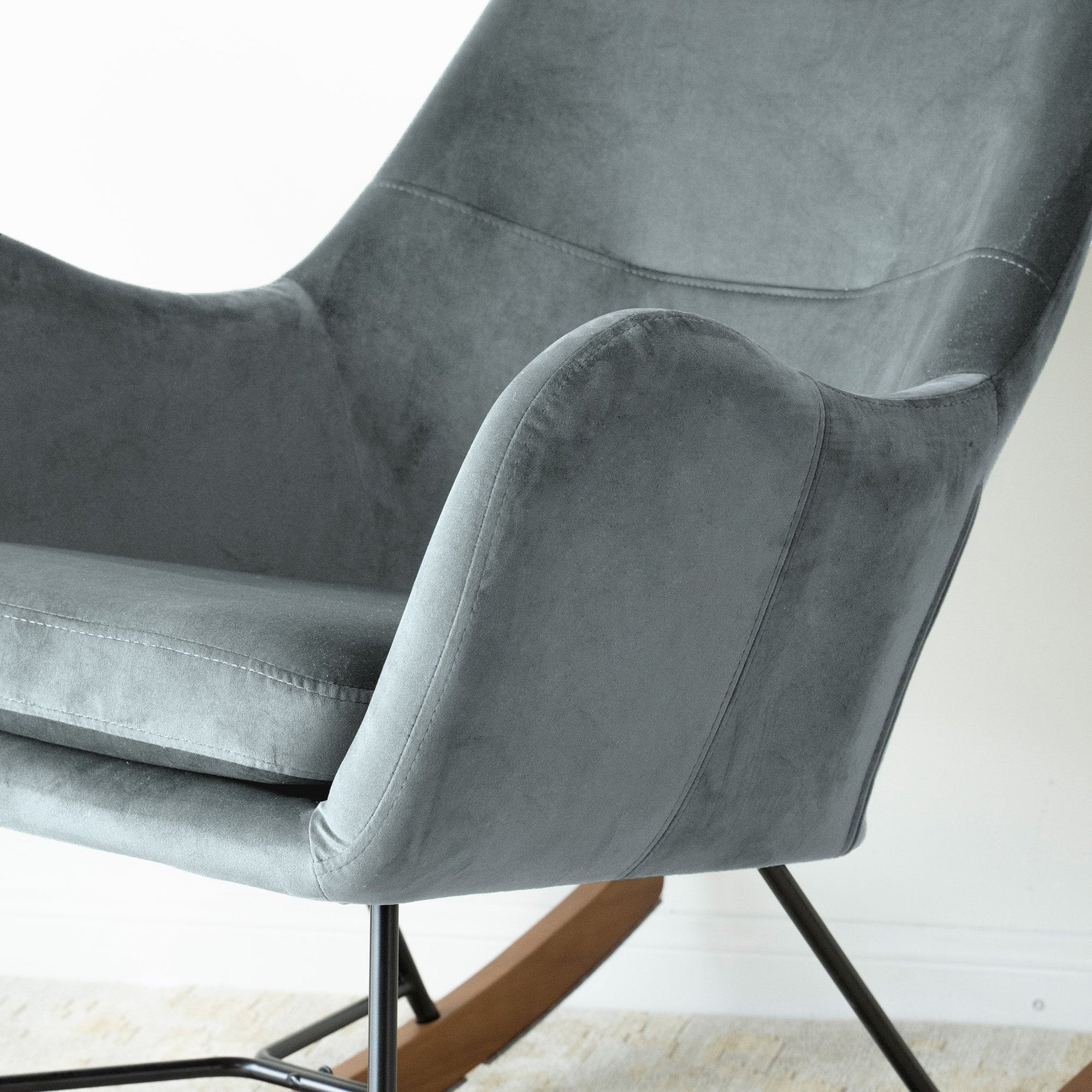 Luxury Grey Velvet Rocking Chair for Cozy Living Spaces