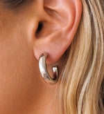Load image into Gallery viewer, Lightweight Chunky Silver Hoop Earrings
