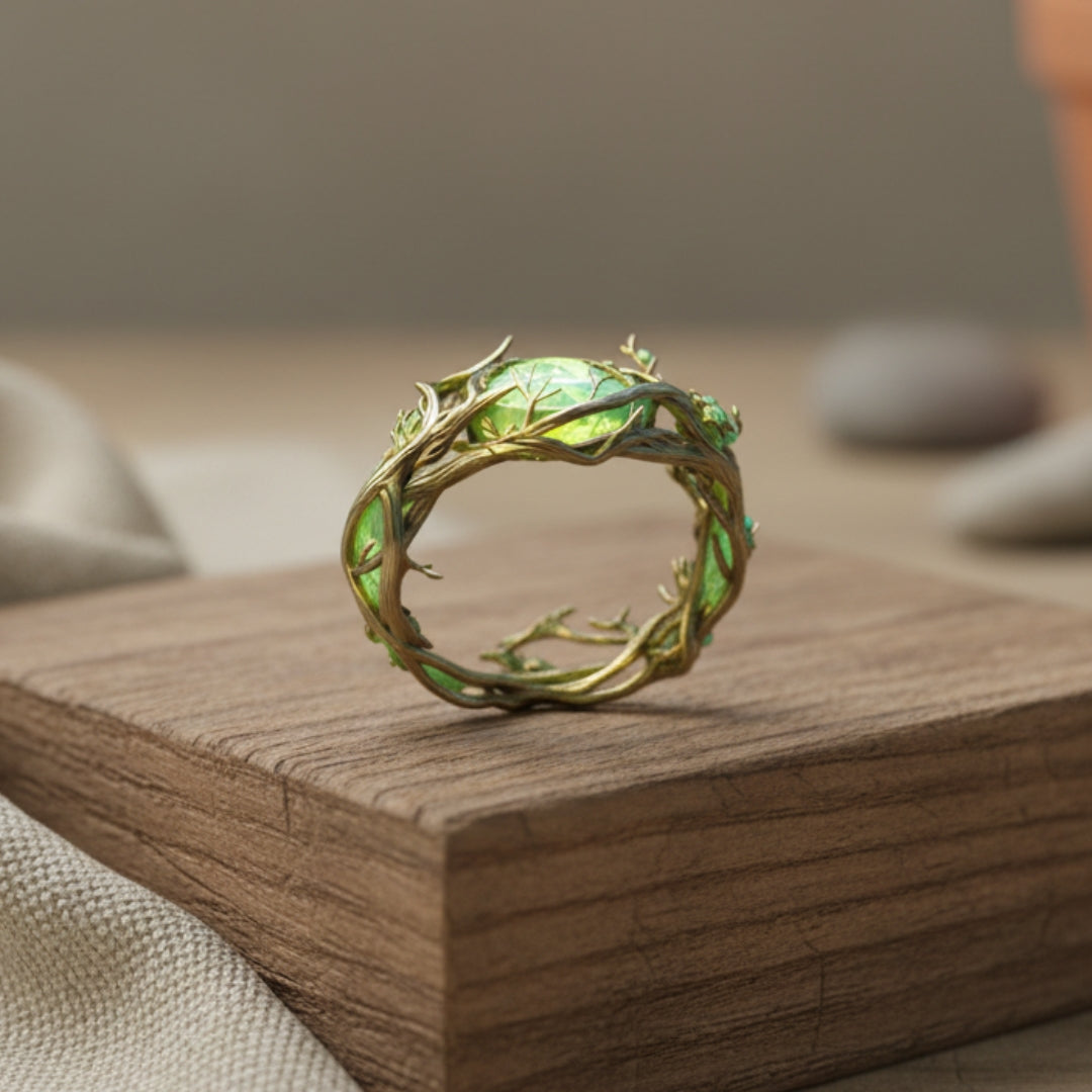 Romantic Green Opal Nature Ring