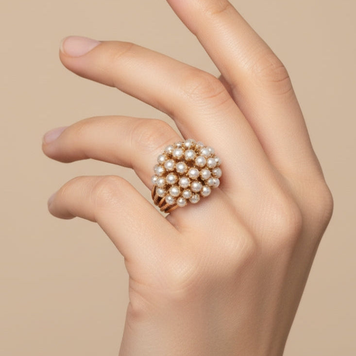 Elegant pearl statement ring