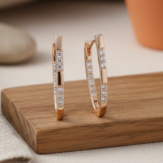 Sparkling Zirconia Drop Earrings in Gold