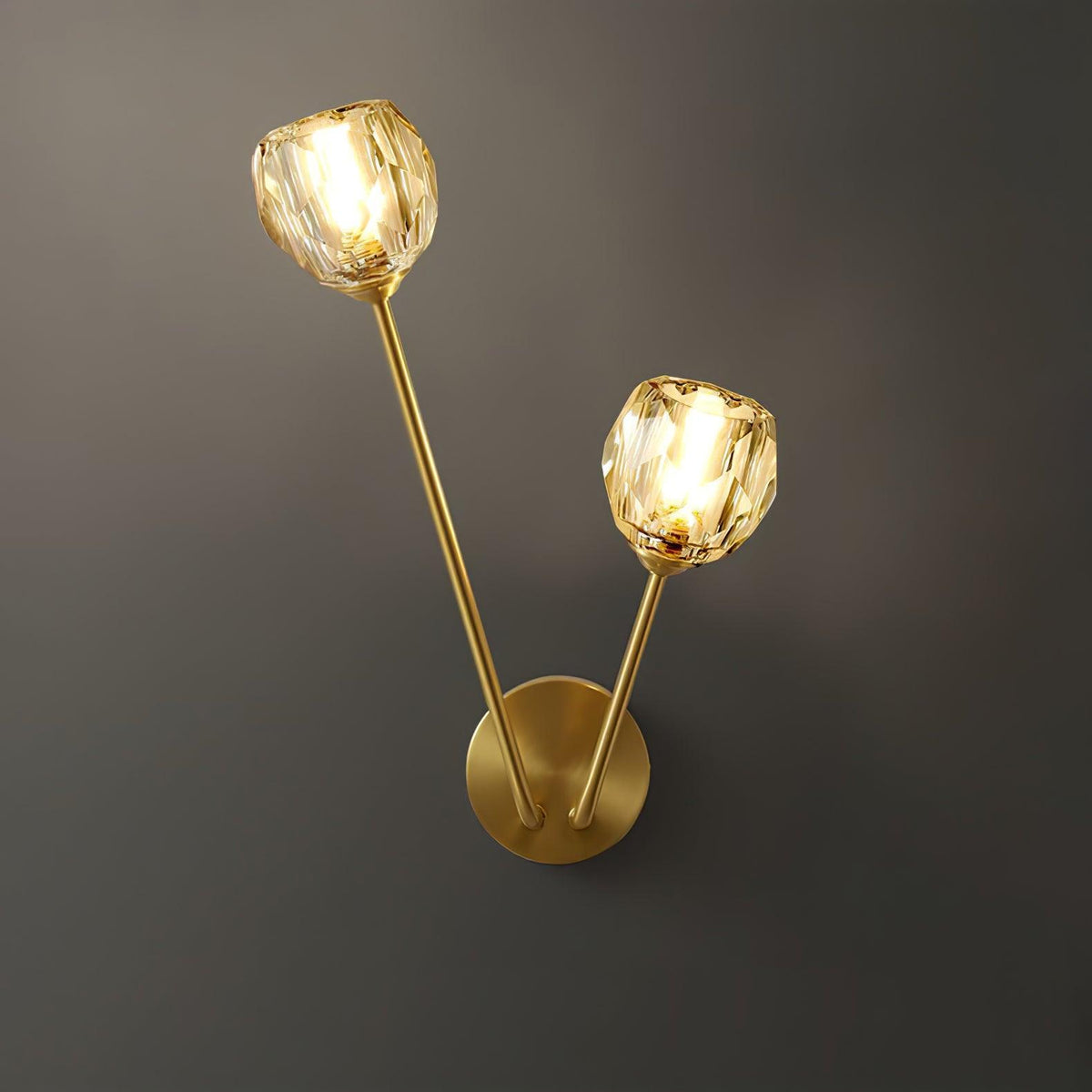 Brass Crystal Branch Contemporary Wall Light