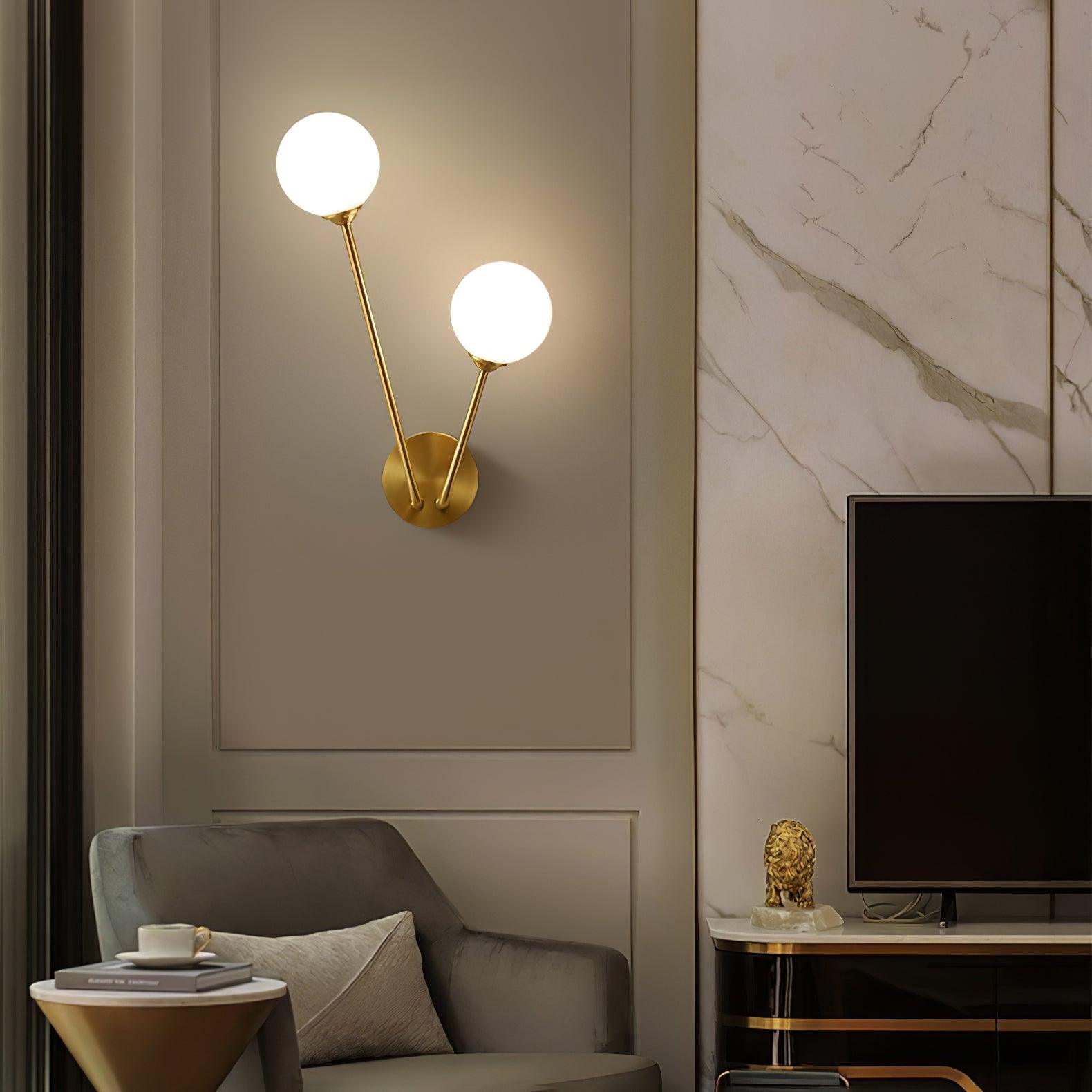 Brass Crystal Branch Contemporary Wall Light