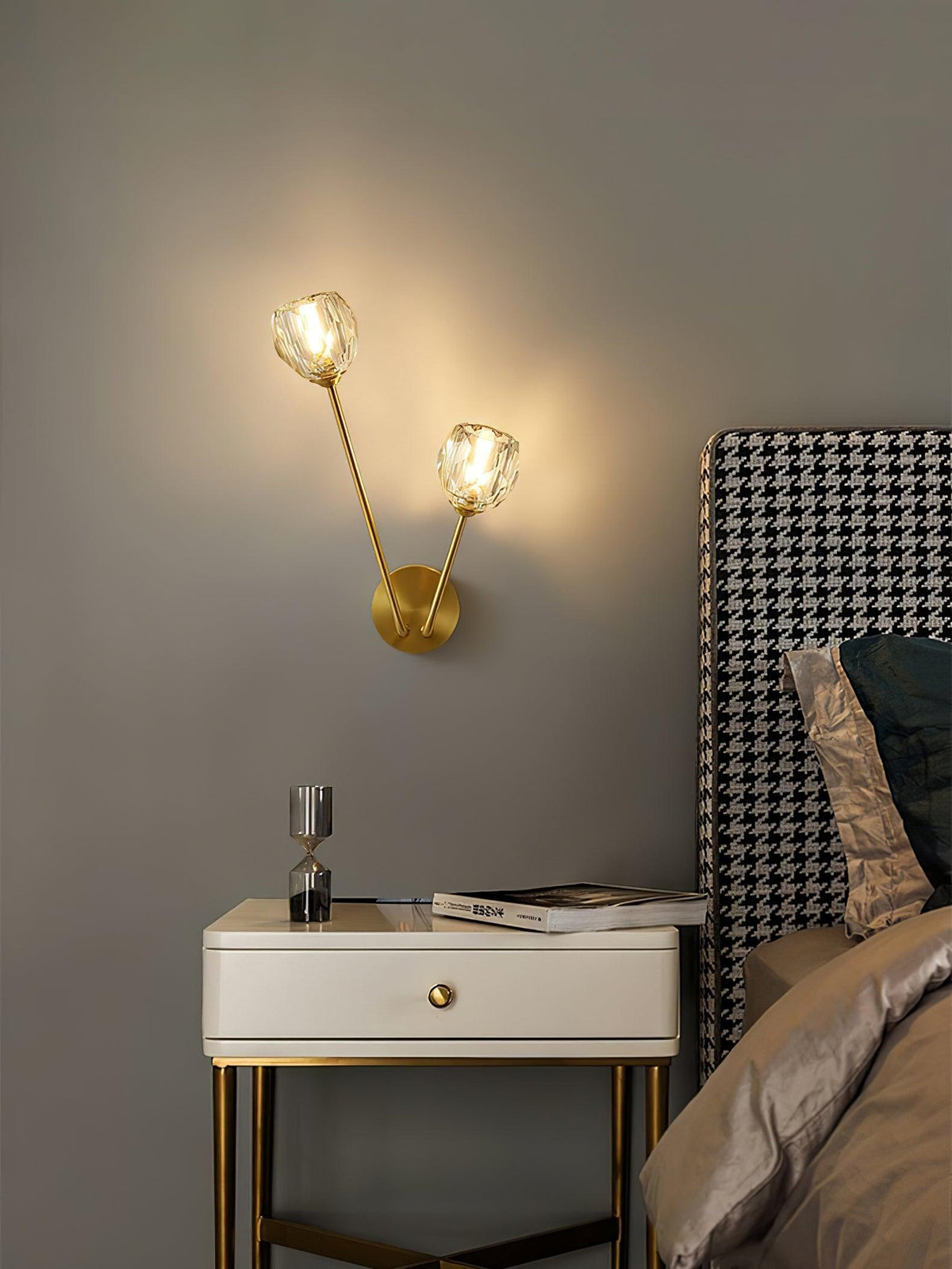 Brass Crystal Branch Contemporary Wall Light