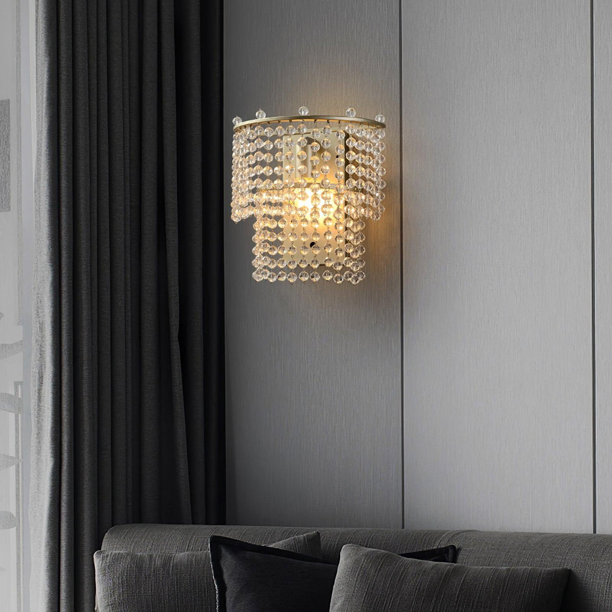 Crystal Waterfall Contemporary Wall Sconce