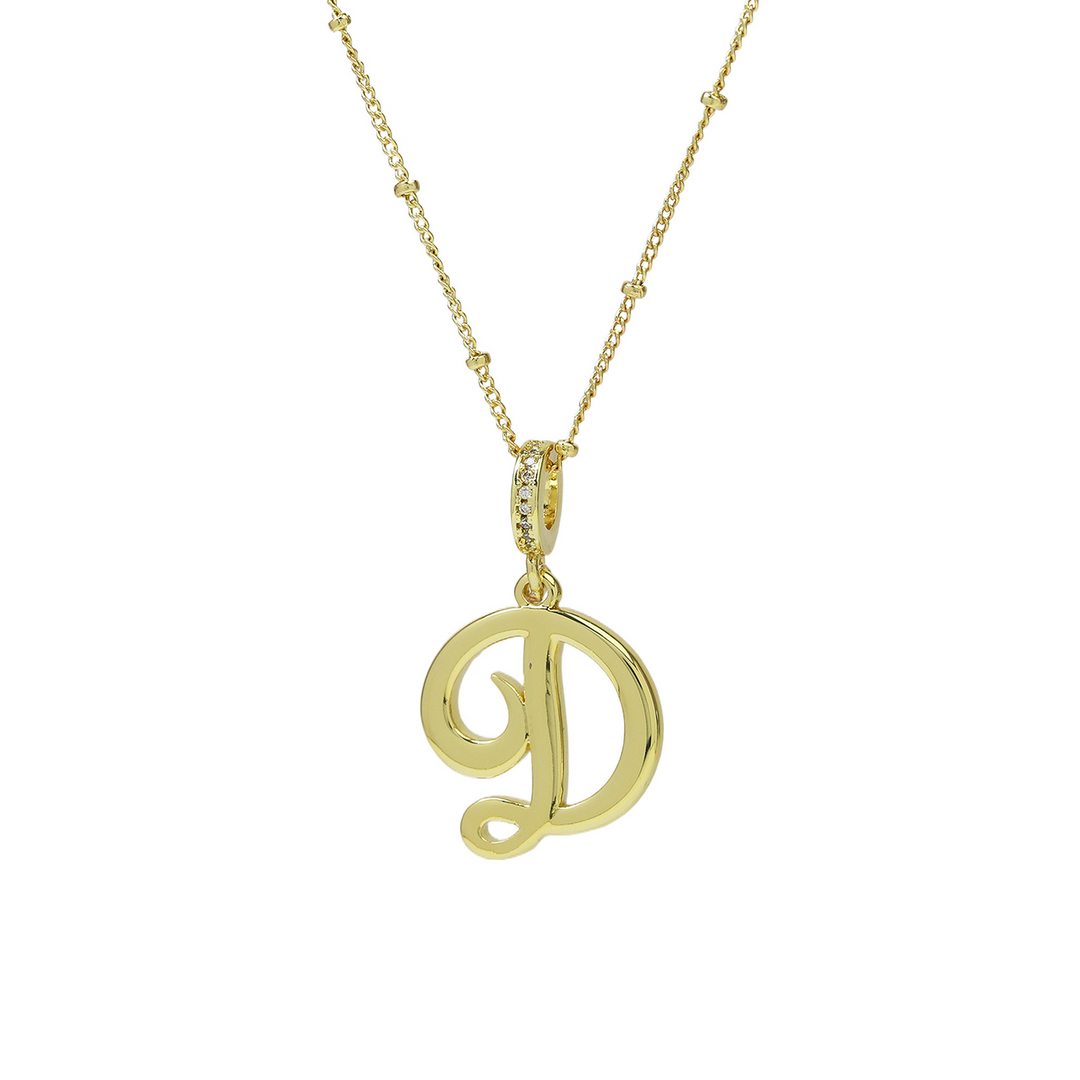 Elegant Cursive Font Satellite Chain Initial Necklace