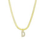 Load image into Gallery viewer, Dainty Diamond Letter Initial Herringbone Necklace

