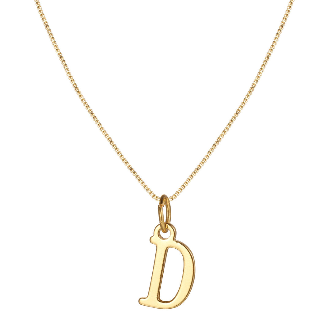 14k Sleek Serif Initial Necklace