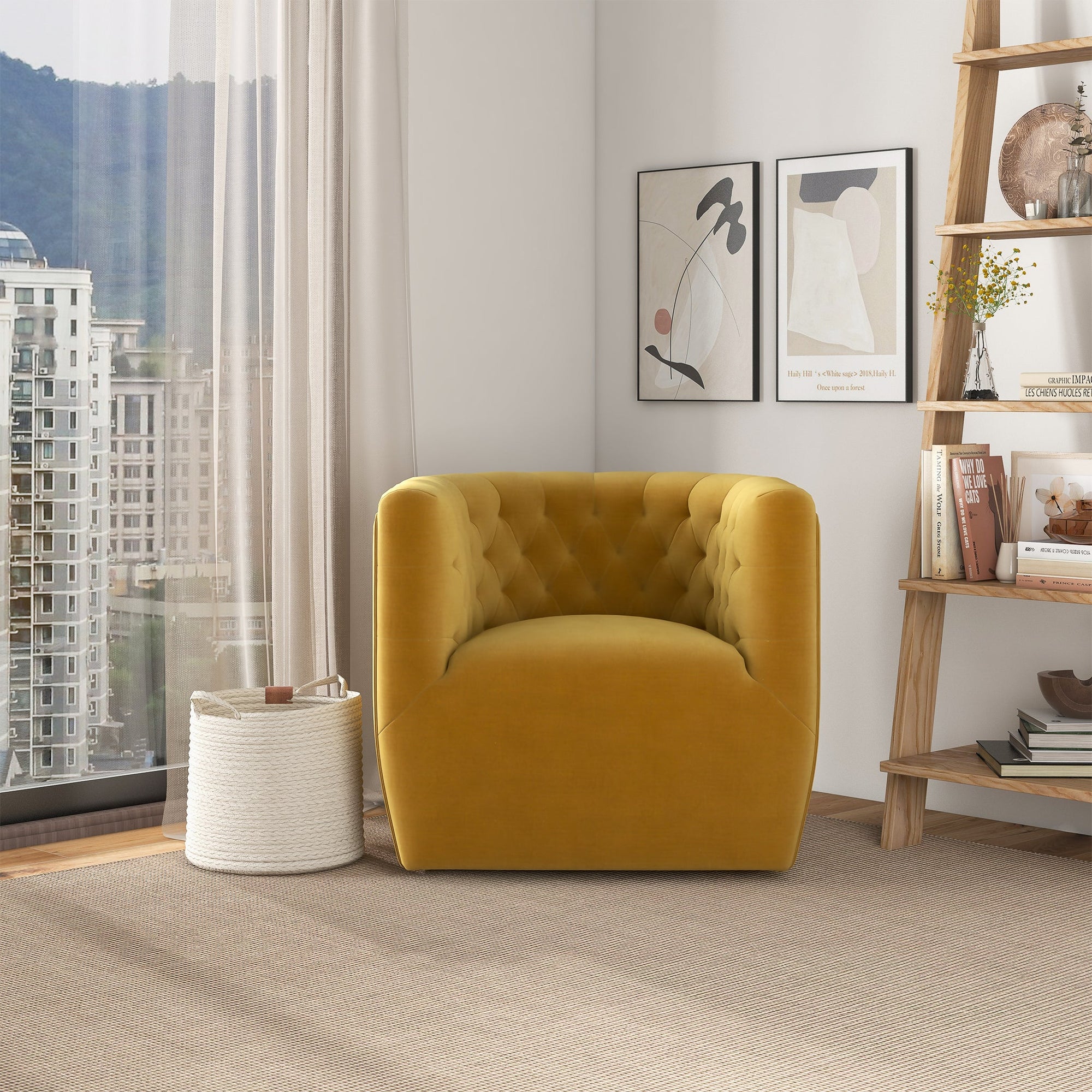 Luxury Gold Velvet Swivel Chair for Stylish Living Spaces