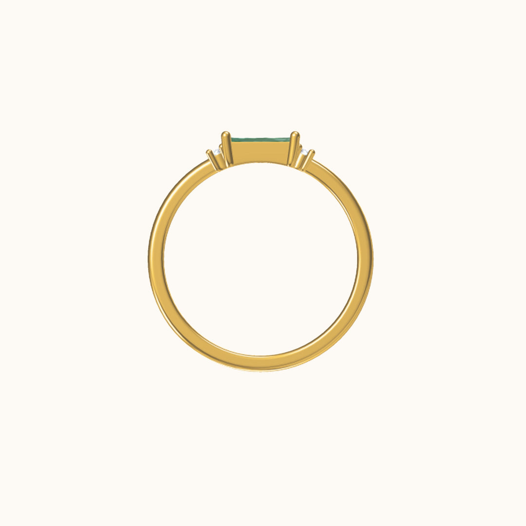 Fen Dainty Baguette Ring with Green Zirconia