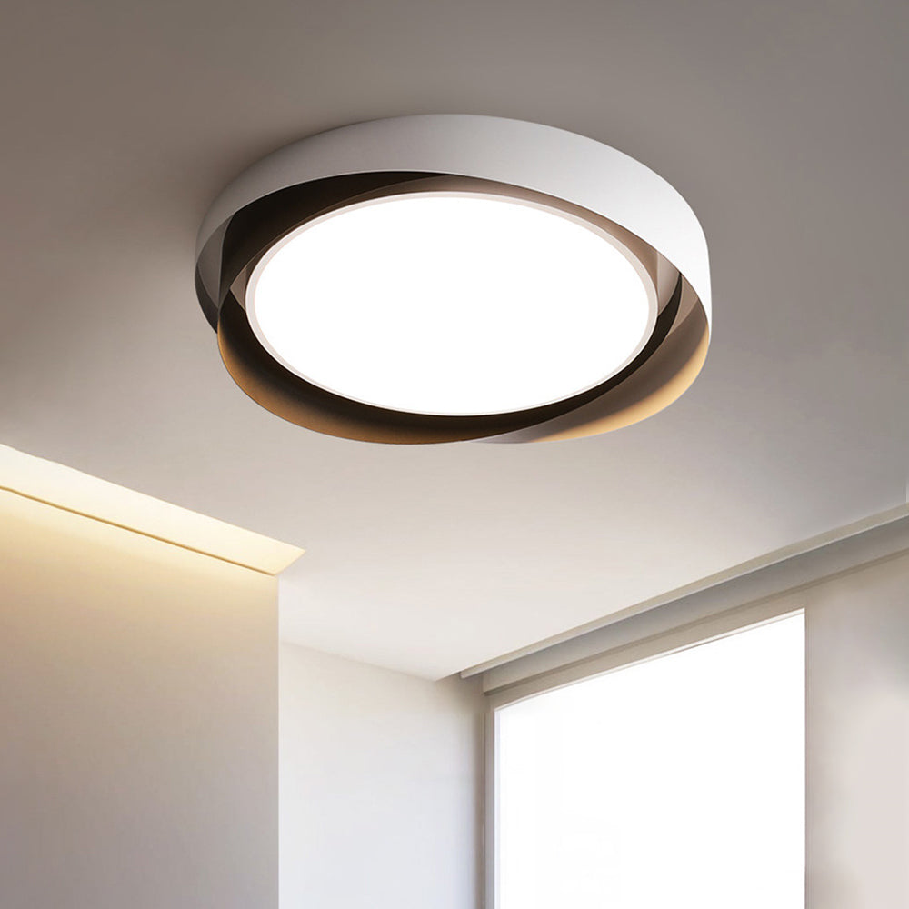 Geometric Flush Mount Ceiling Light in White and Gold