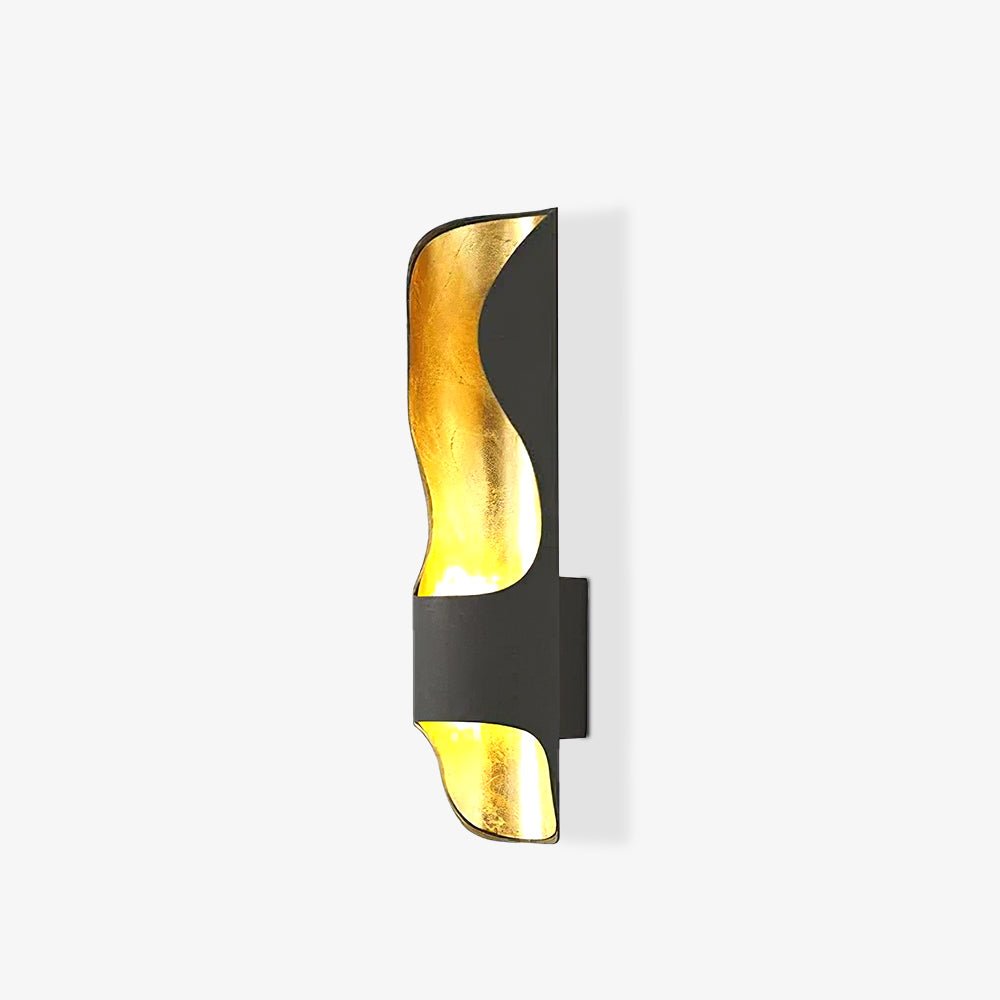 Curved Tubular Cylinder Gold Leaf Wall Sconce