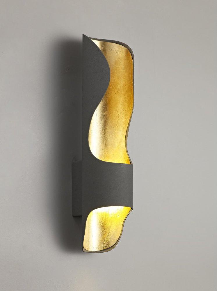 Curved Tubular Cylinder Gold Leaf Wall Sconce
