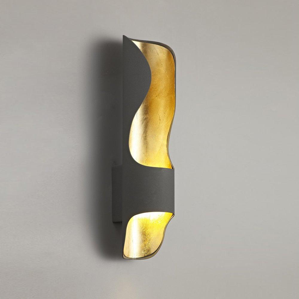 Curved Tubular Cylinder Gold Leaf Wall Sconce