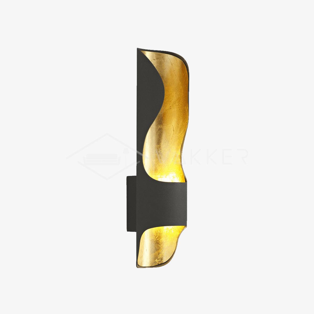 Curved Tubular Cylinder Gold Leaf Wall Sconce