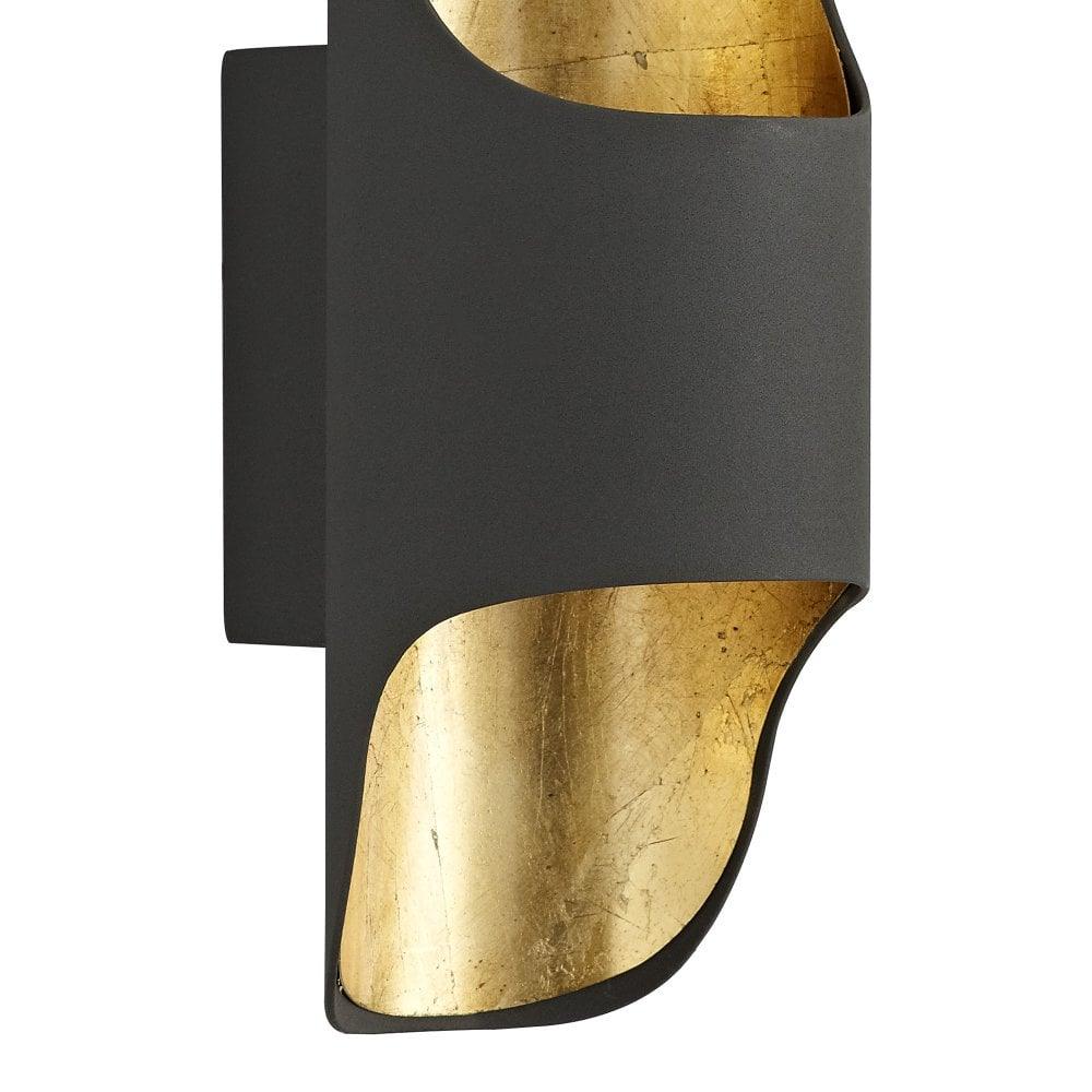 Curved Tubular Cylinder Gold Leaf Wall Sconce