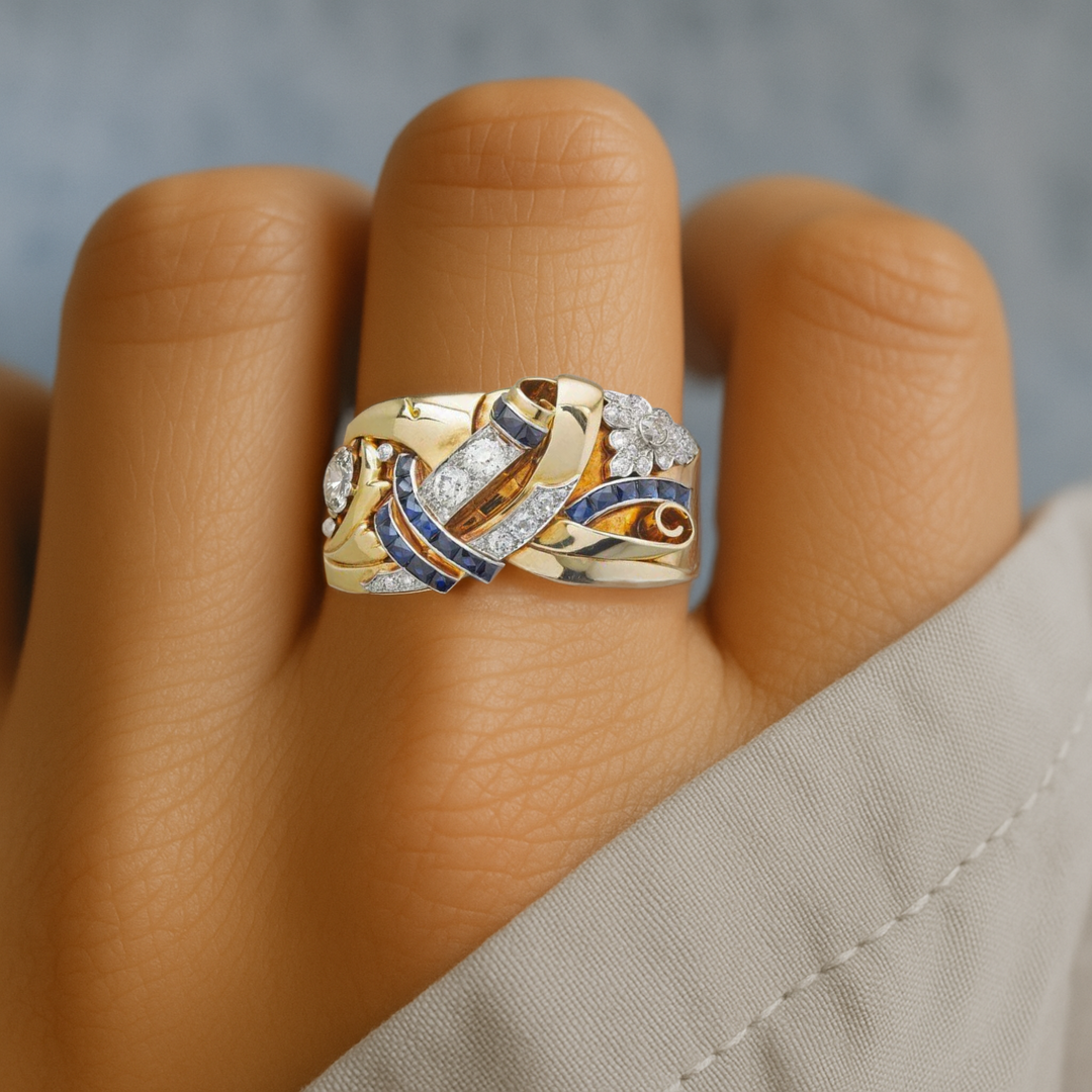 Luxurious Zirconia Vintage Ring in Gold