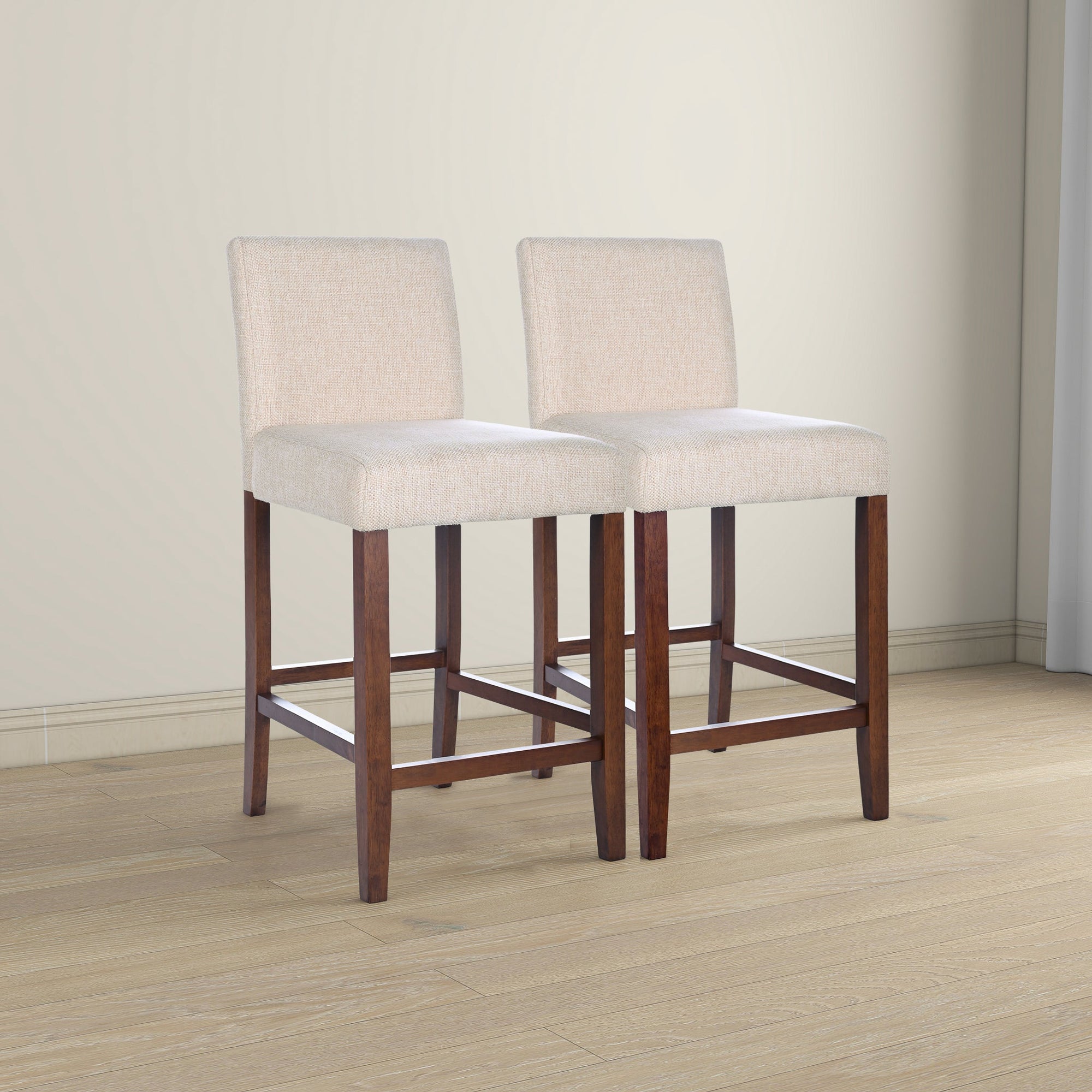 Elegant Dorian Beige Fabric Counter Chairs for Stylish Dining Spaces