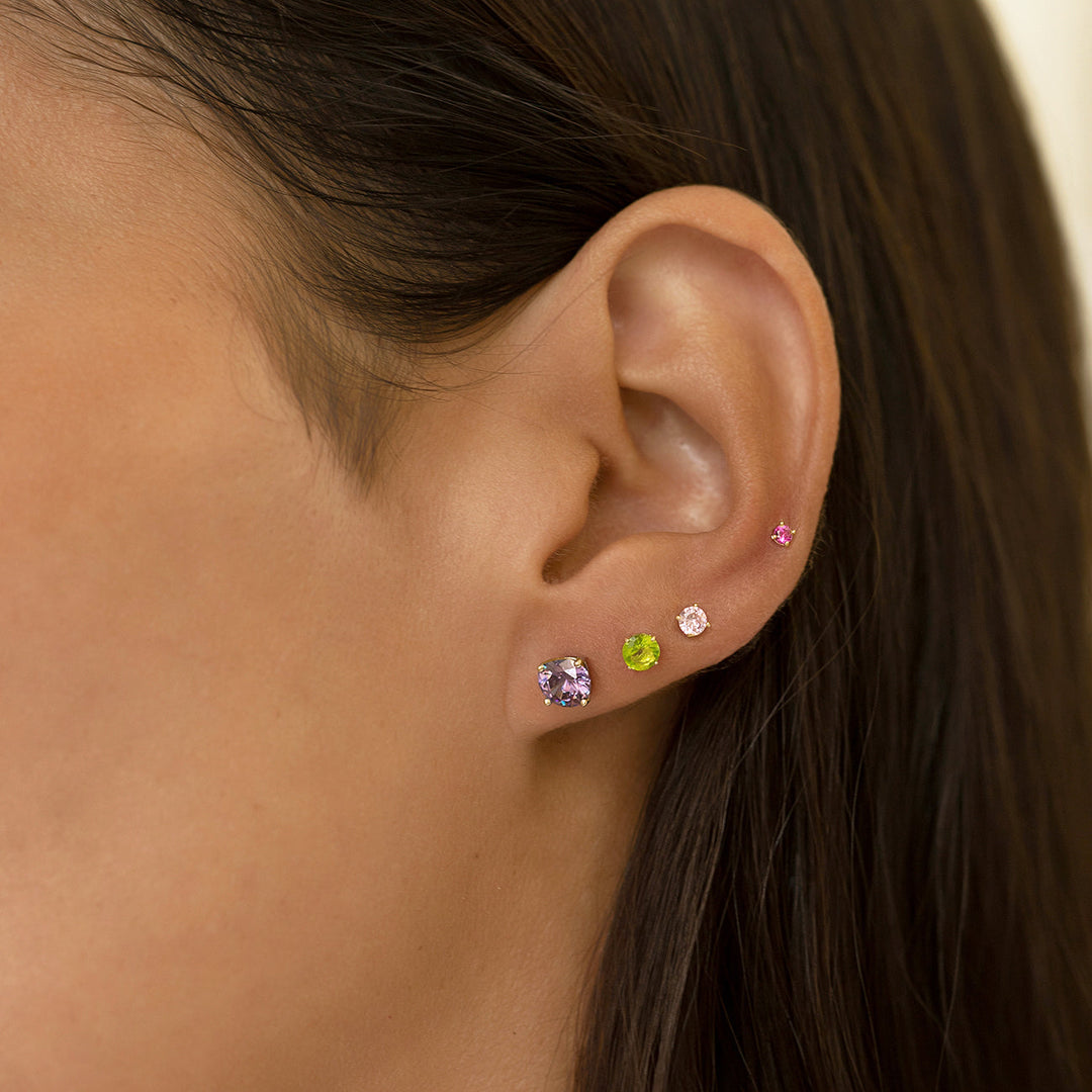 Birthstone Tiny Stud Earrings (Peridot)