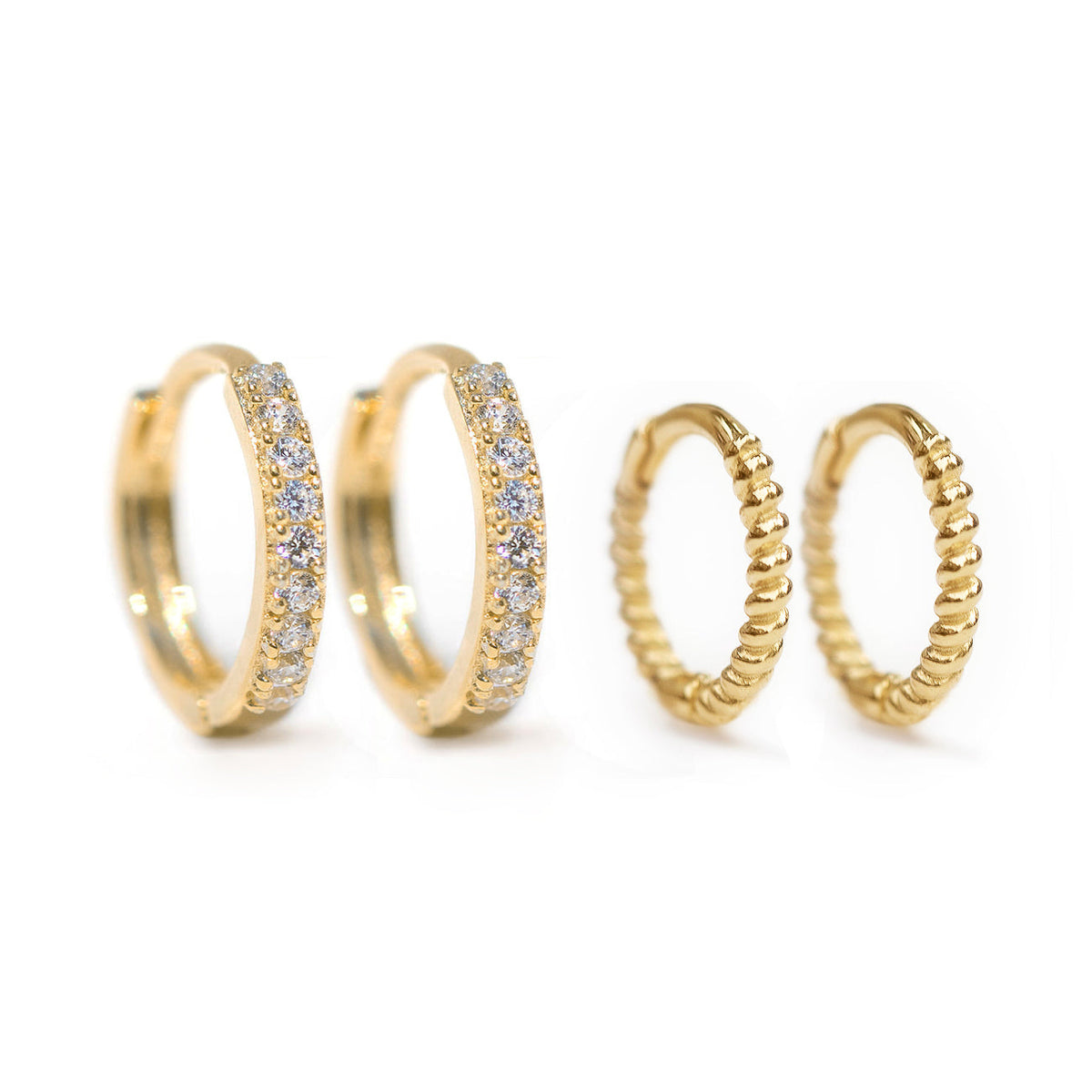 Lian pavé and rope huggies set