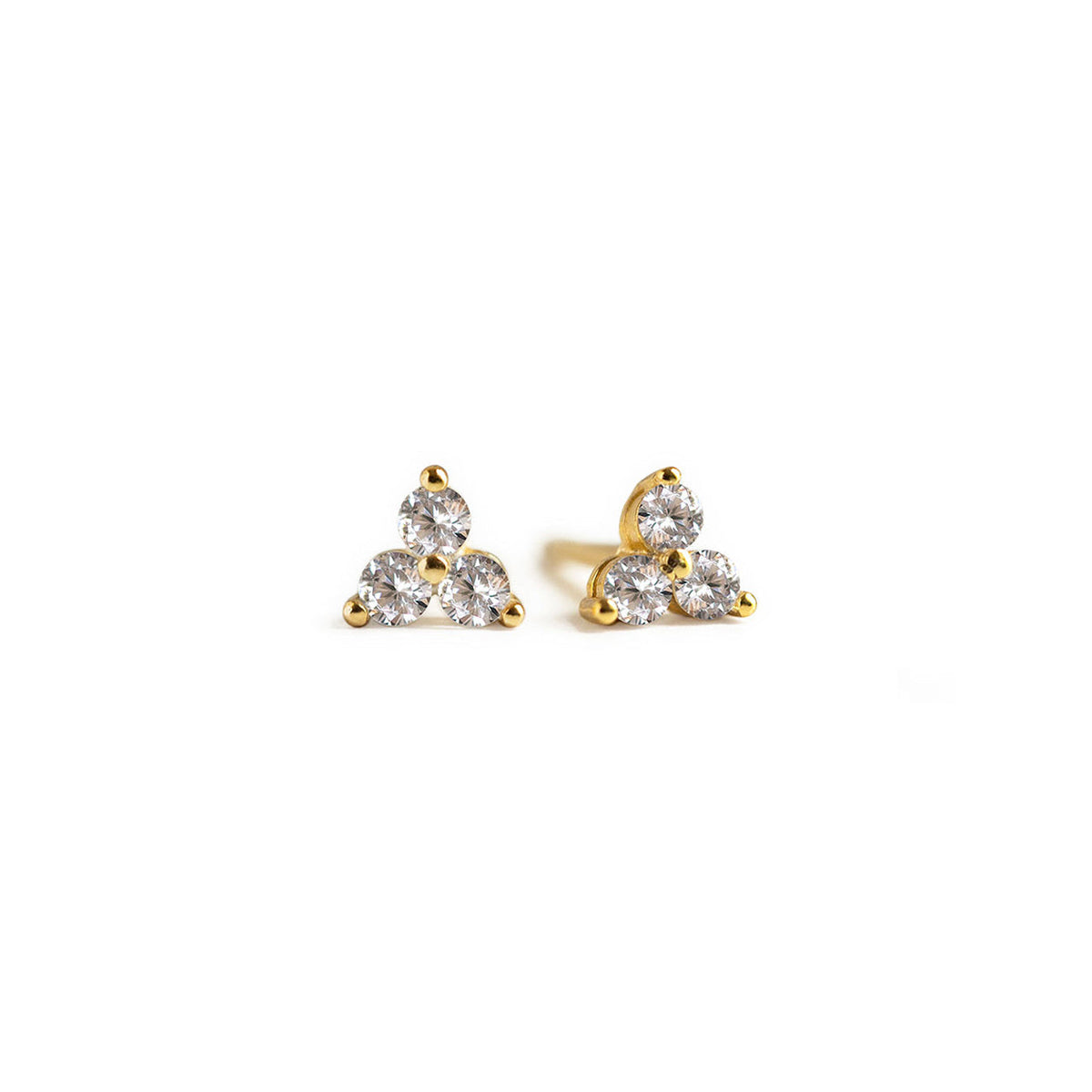 Tiny clover pave stud earrings