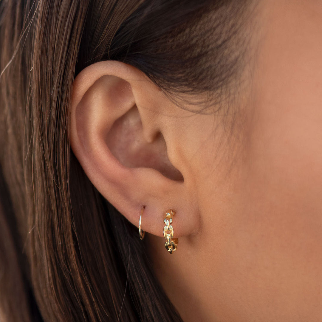 Thin Huggie Single Hoop Earring