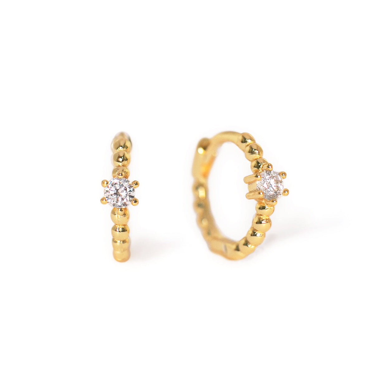 Pave pearl huggie earrings