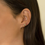 Load image into Gallery viewer, Baguette Huggie Earrings (Blue Sapphire)

