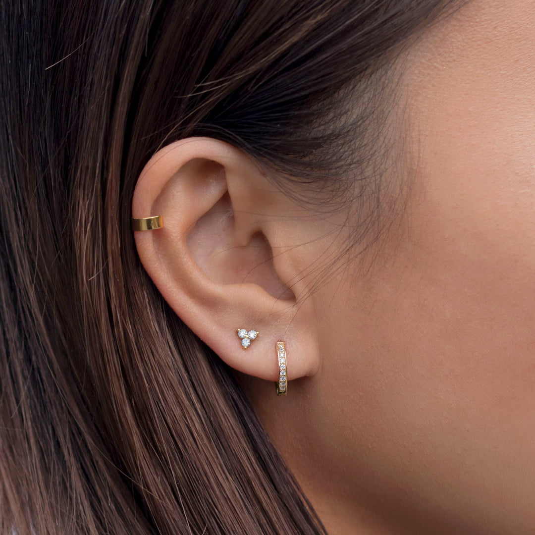 Tiny Clover Pave Stud Earrings
