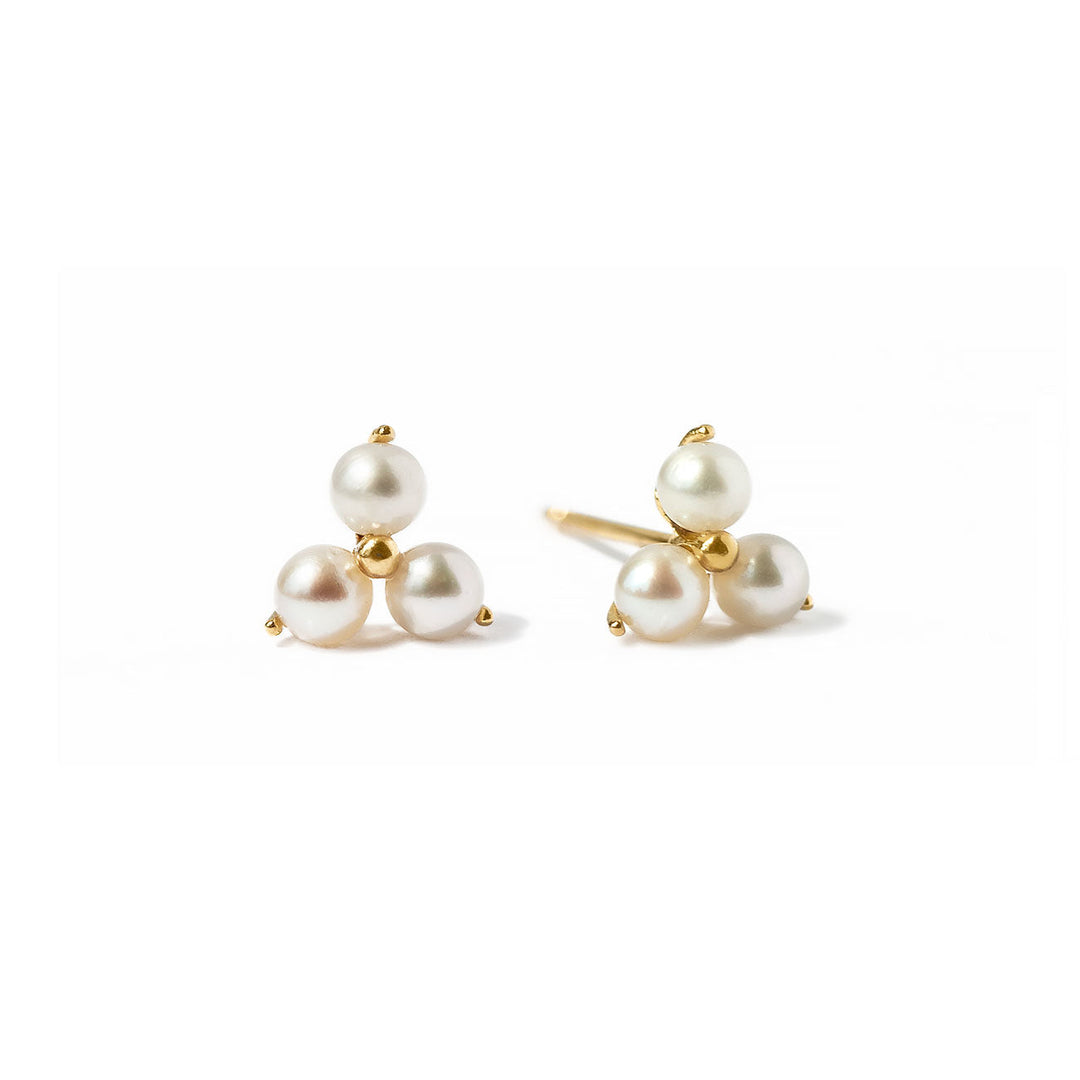 Isabella Trinity Pearl Stud Earrings