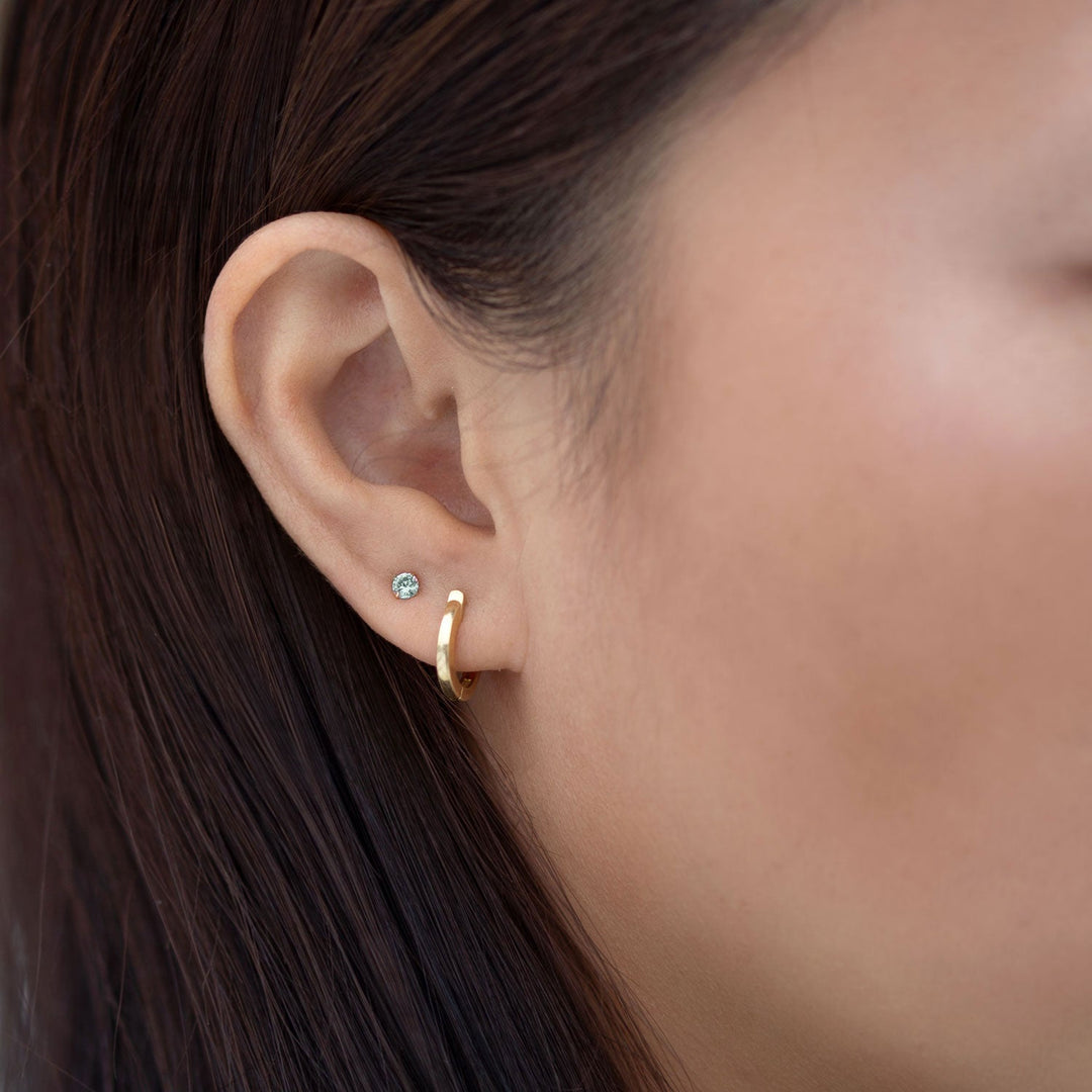 Tiny Birthstone Stud Earrings (Aquamarine)