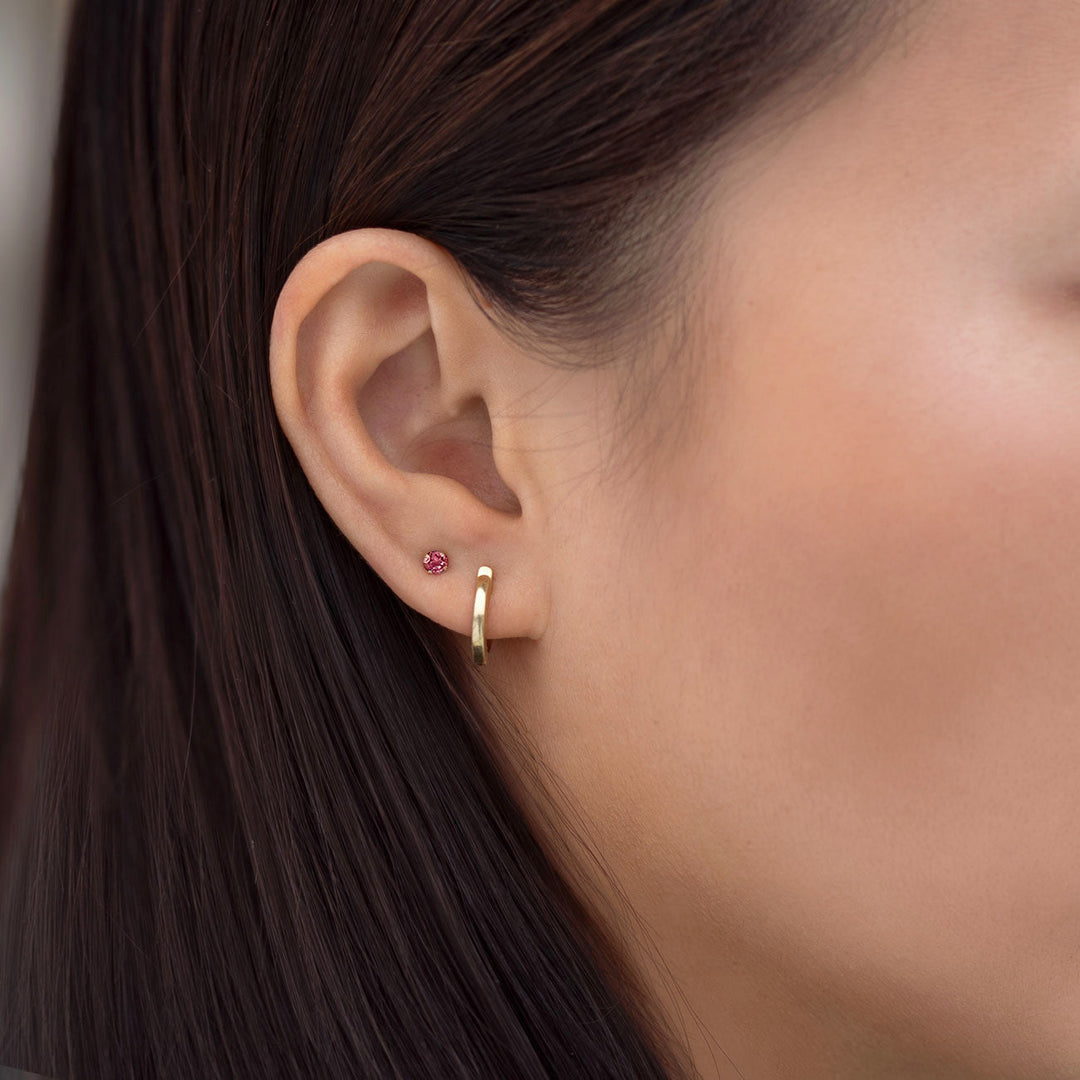 Birthstone Tiny Stud Earrings (Ruby)