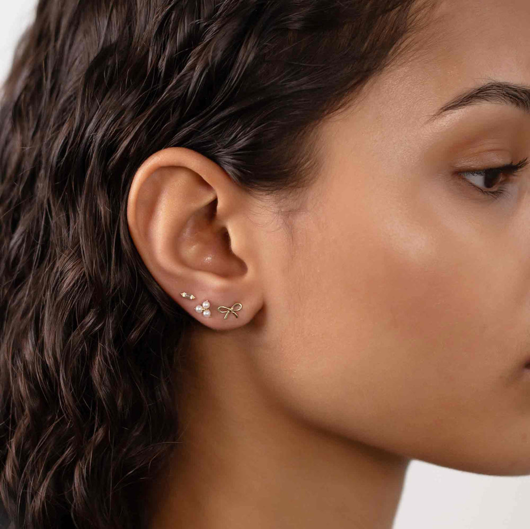 Isabella Trinity Pearl Stud Earrings