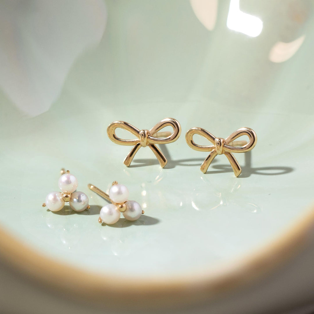 Isabella Trinity Pearl Stud Earrings
