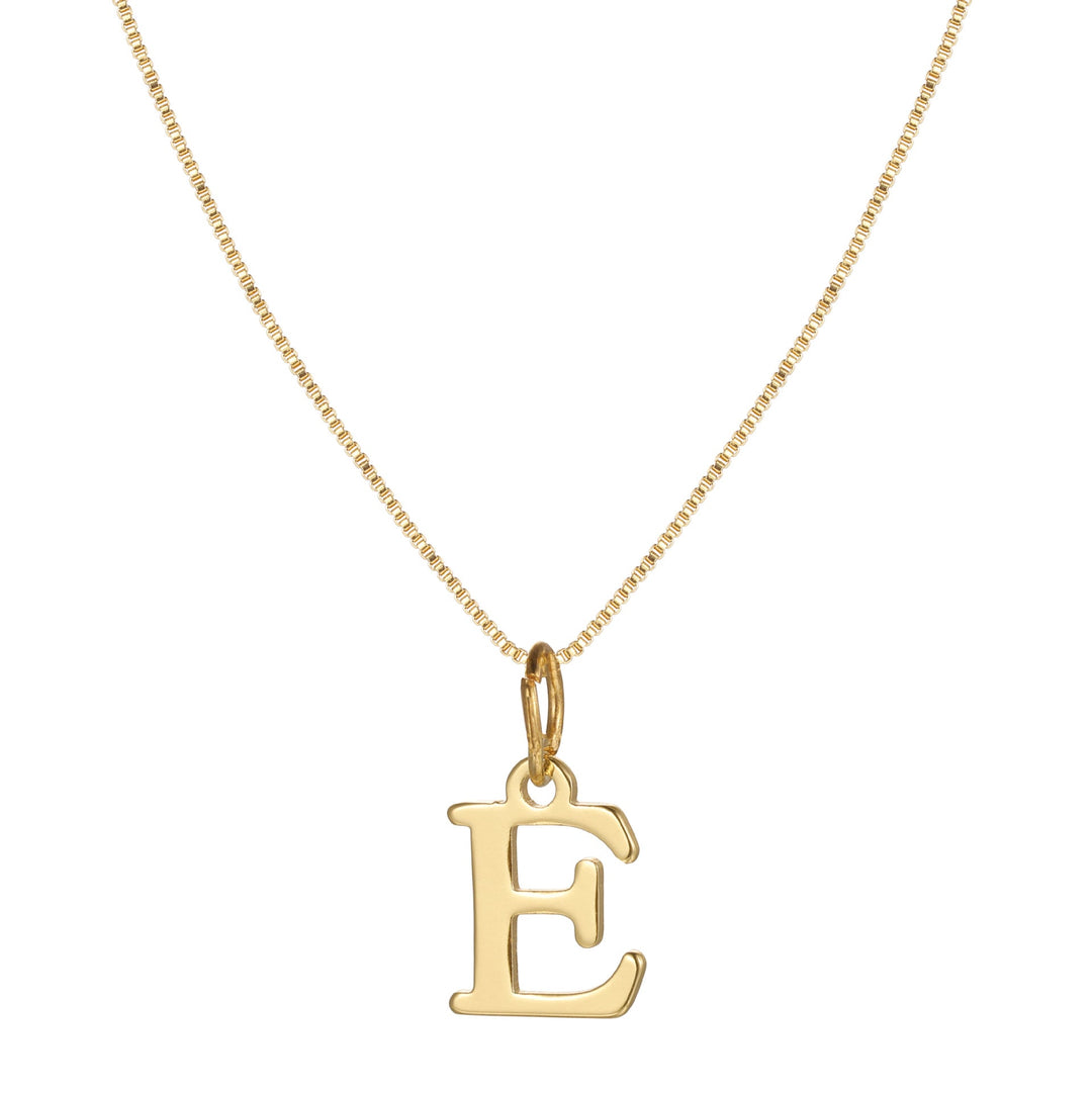 14k Sleek Serif Initial Necklace