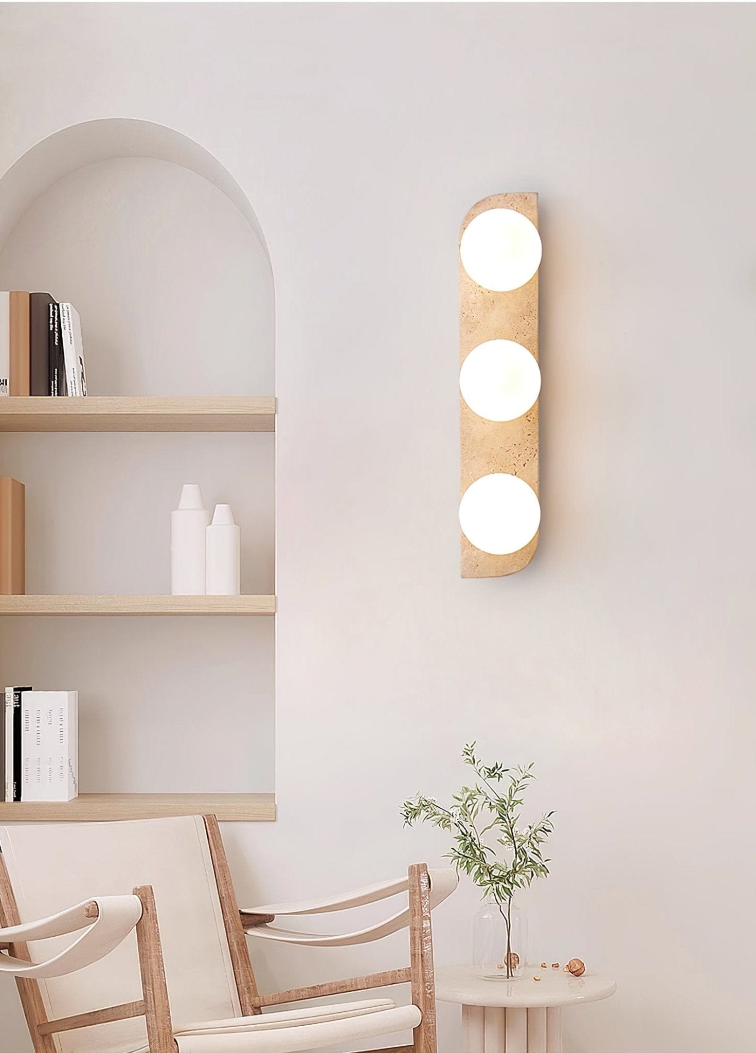 Spherical Travertine Contemporary Wall Light