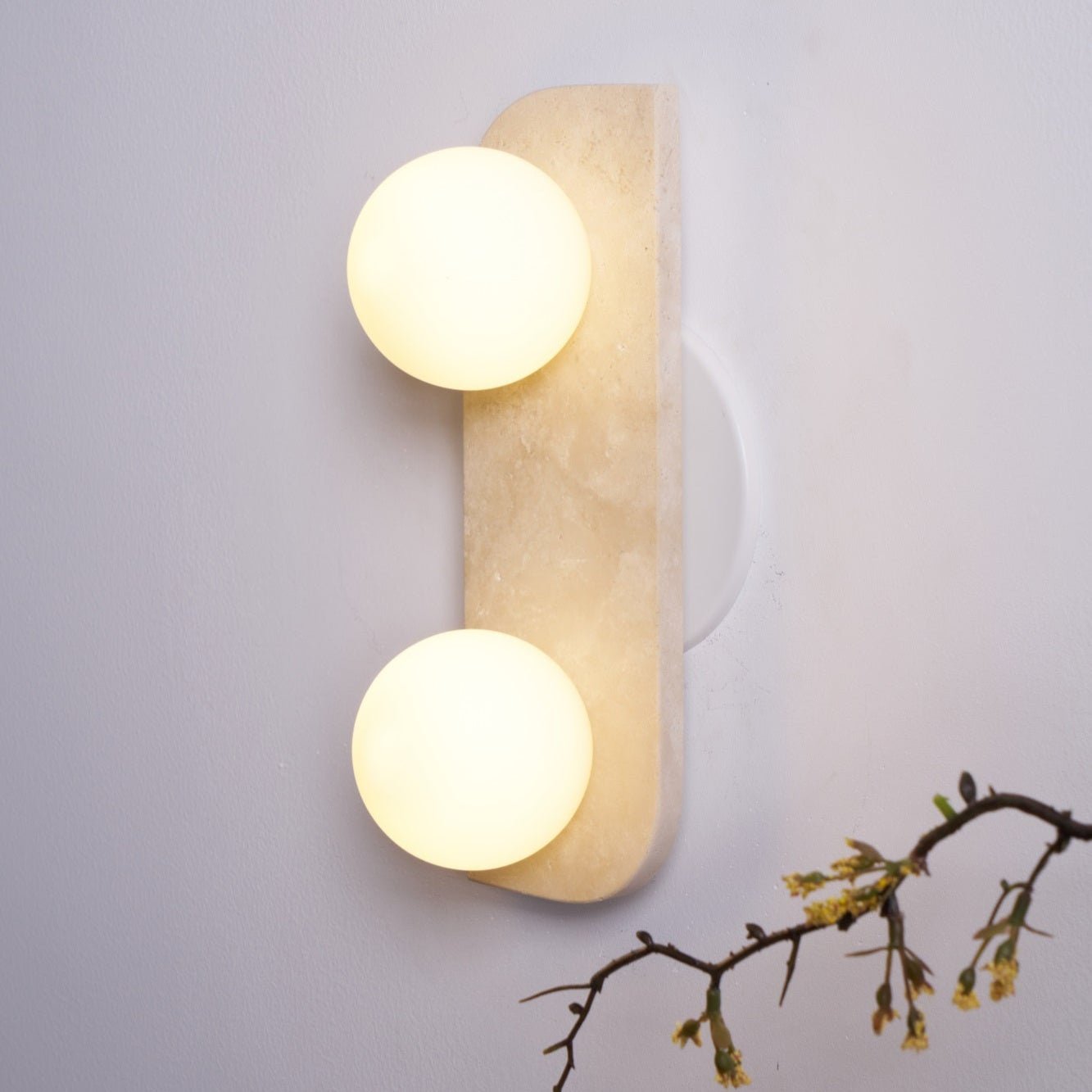 Spherical Travertine Contemporary Wall Light