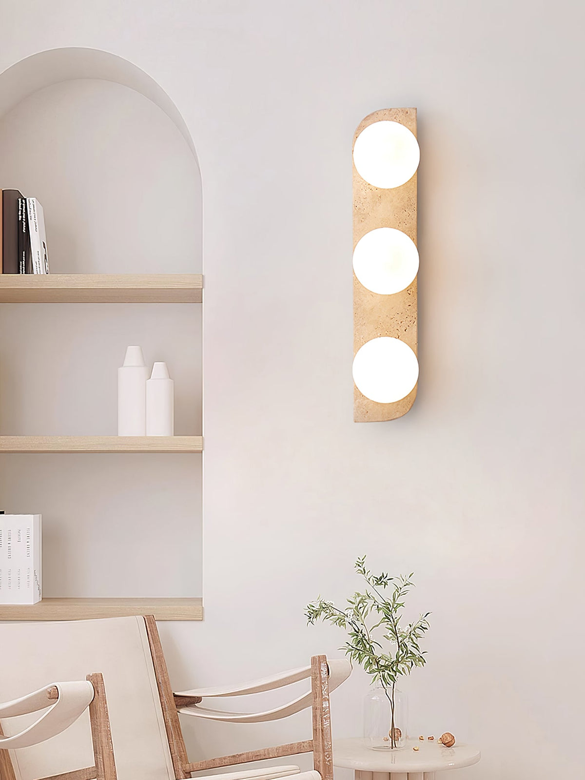 Spherical Travertine Contemporary Wall Light