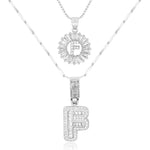 Load image into Gallery viewer, 2pc 14k Diamond Letter Initial Necklaces
