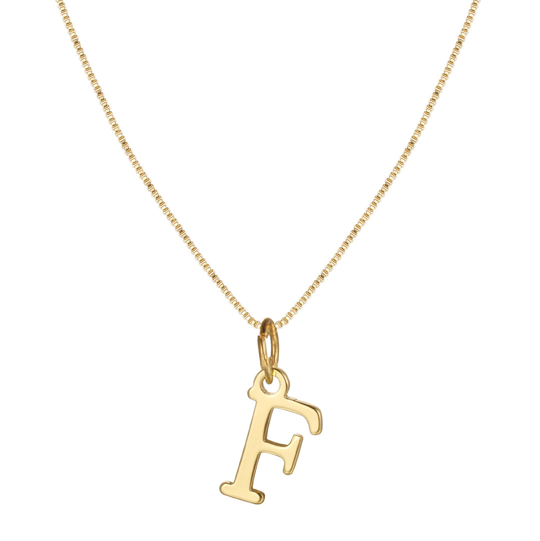 14k Sleek Serif Initial Necklace