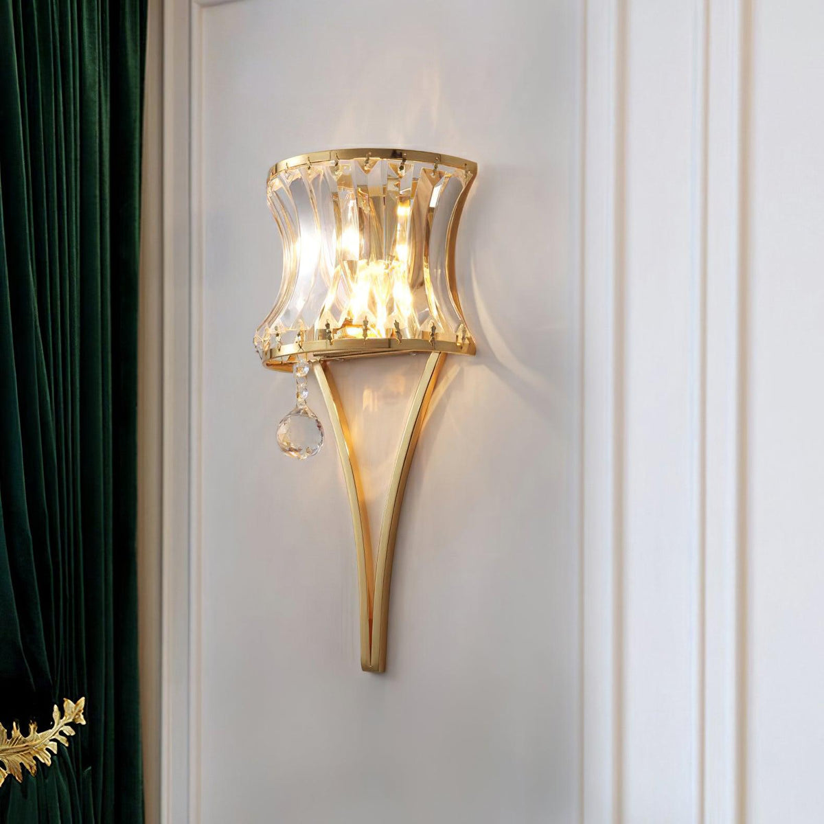 Arc Crystal Glass Contemporary Wall Sconce