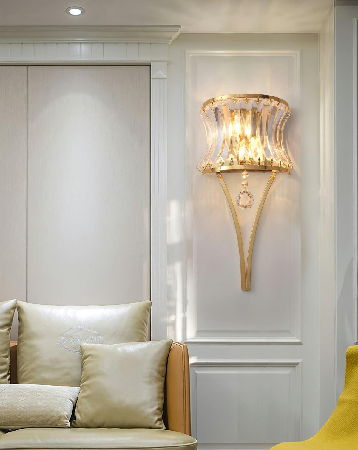 Arc Crystal Glass Contemporary Wall Sconce