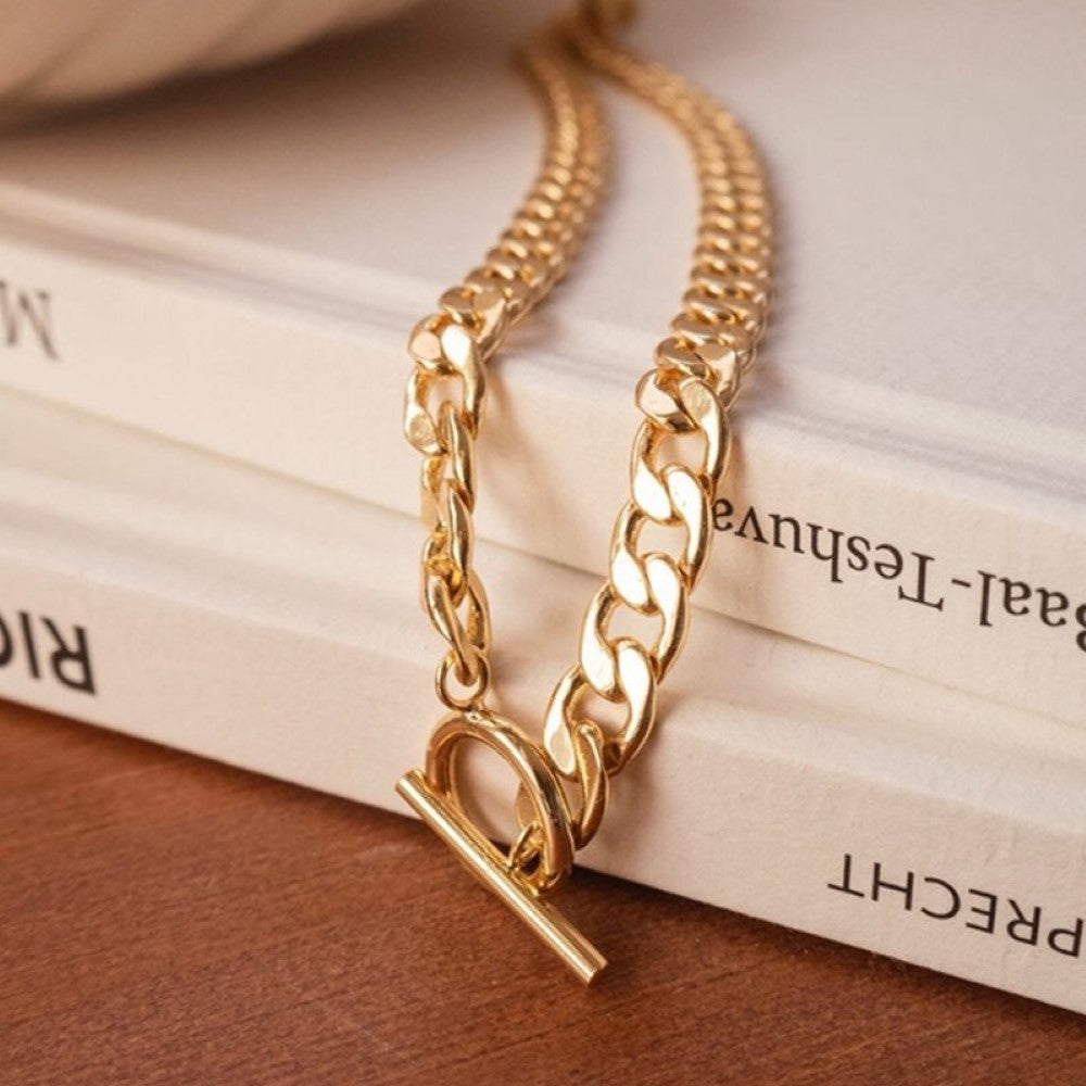 Double Chain Cuban and Pearl Necklace