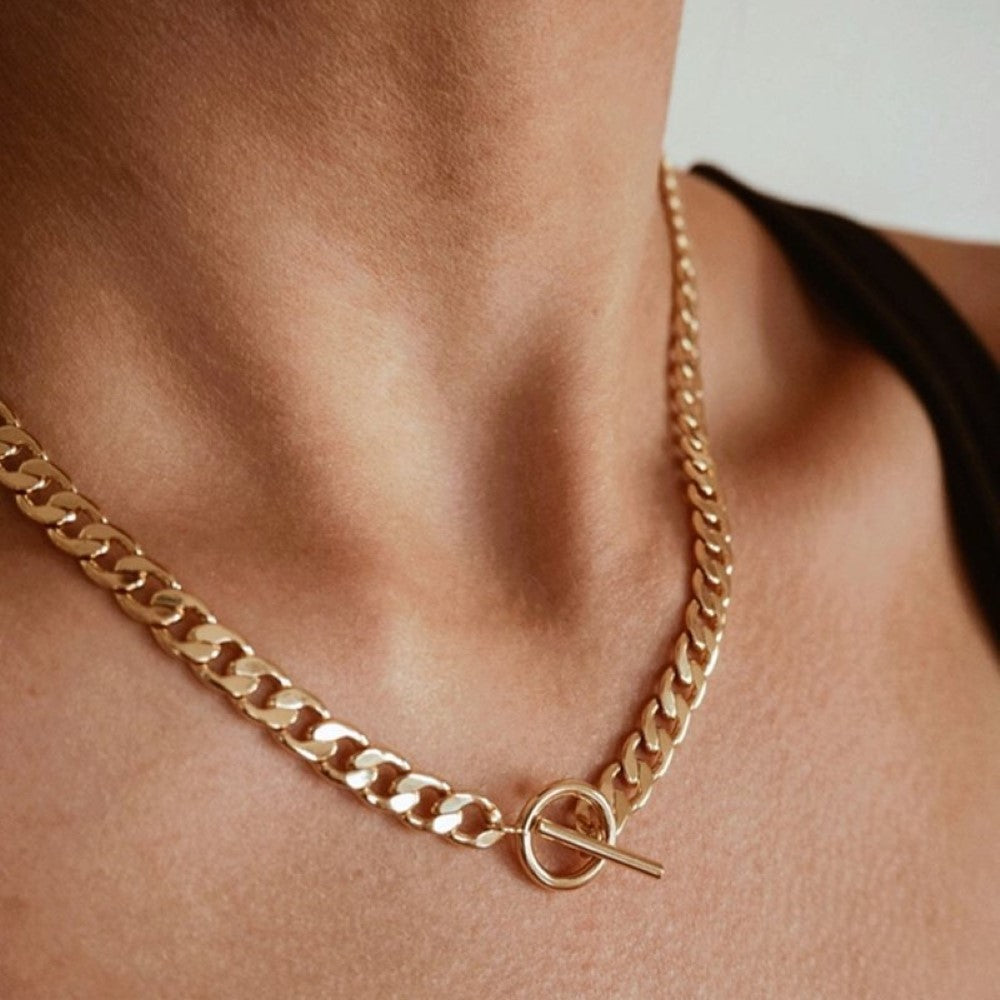 Double Chain Cuban and Pearl Necklace