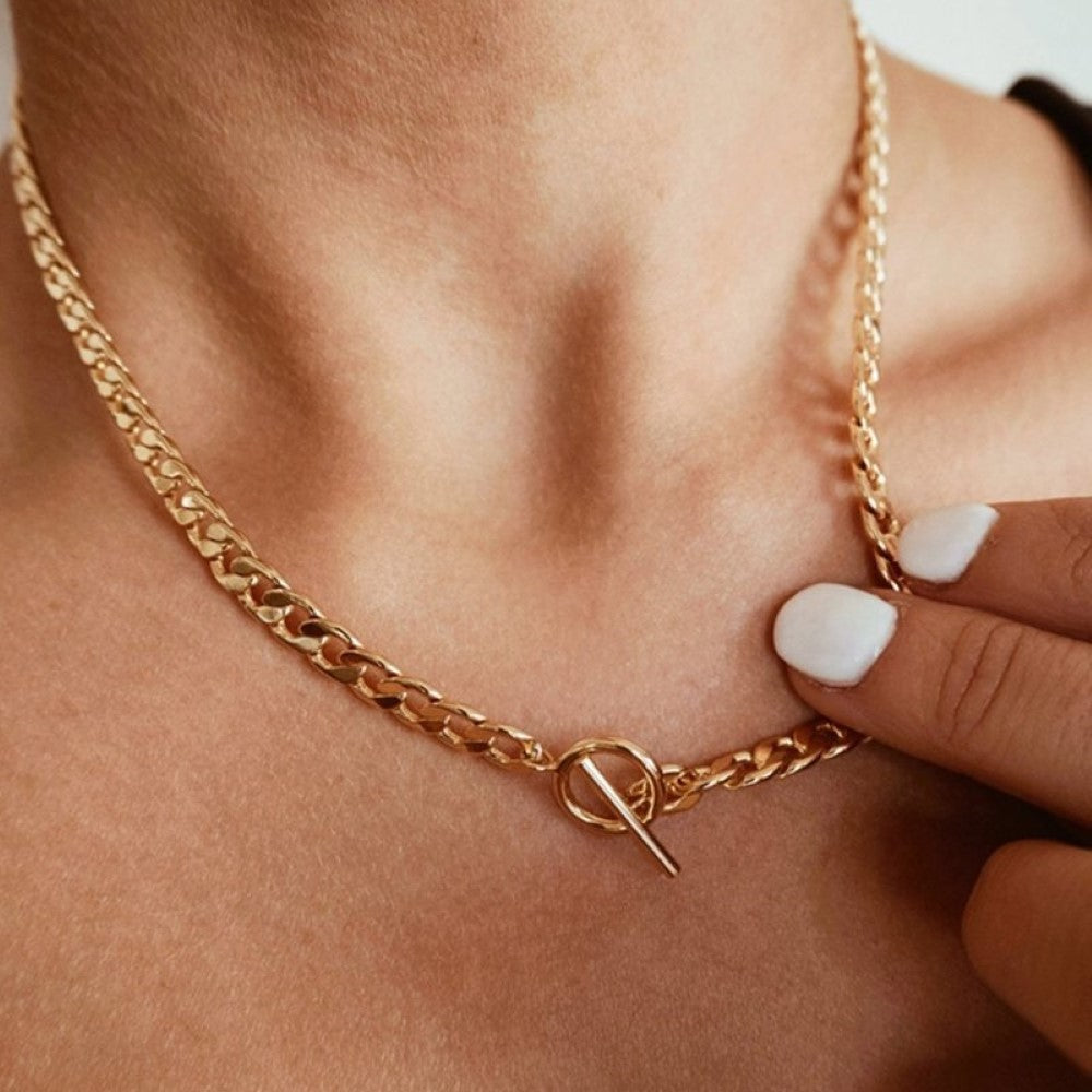 Double Chain Cuban and Pearl Necklace