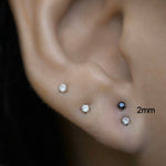 Load image into Gallery viewer, 2mm CZ Threadless Flat Back Earrings
