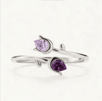 Load image into Gallery viewer, Double Birthstones Ring With Tulip Design
